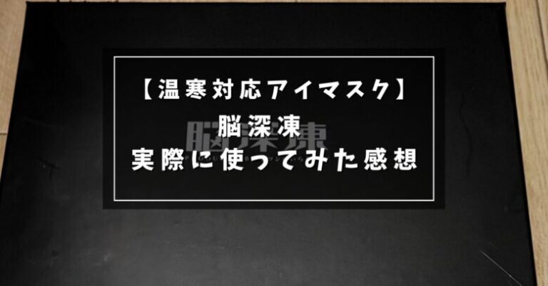 脳深凍 実際に使ってみた